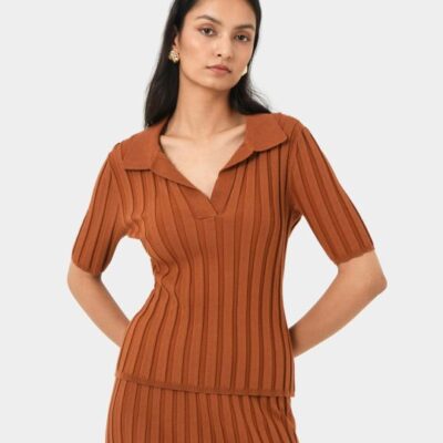 Forcast Manhattan Polo Knit Top
