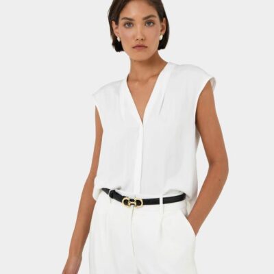 Forcast Adelaide V-neck Cap Sleeve Top