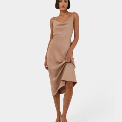 Forcast Joy Satin Cowl Neck Dress