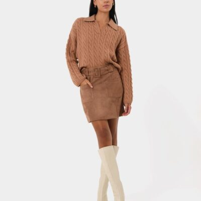 Forcast Julie Faux Suede Mini Skirt