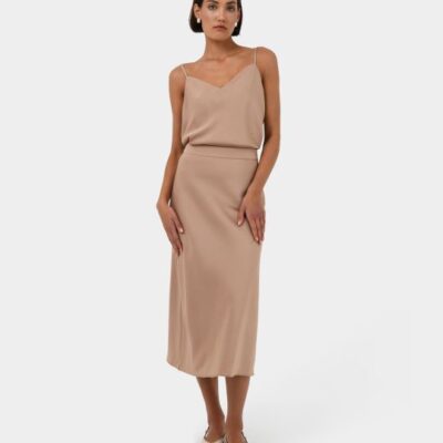 Forcast Joy Satin Midi Skirt