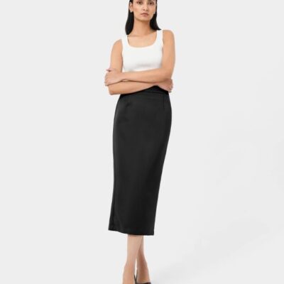 Forcast Bel Tailored Satin Midi Skirt