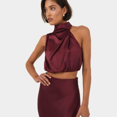 Forcast Kaye Asymmetric Cowl Neck Top