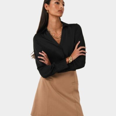 Forcast Lila Vneck Satin Blouse