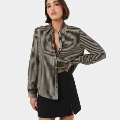 Forcast Wanda Stripe Satin Shirt