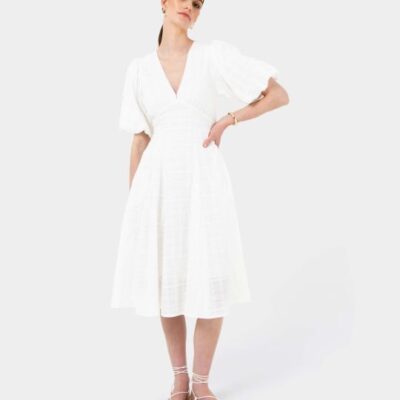 Forcast Iris Puff Sleeve Midi Dress
