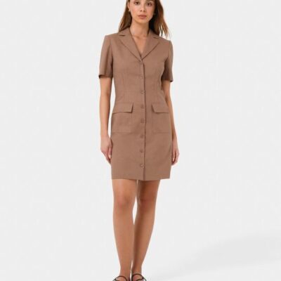 Forcast Nia Button Linen Dress