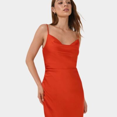 Forcast Mae Side Ruched Satin Dress