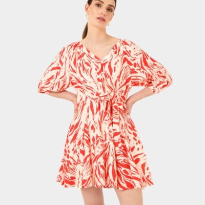 Forcast Vienna V-neck Tie Dress