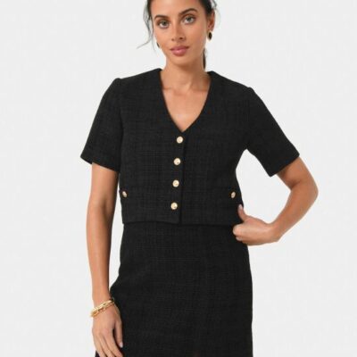Forcast Carmen Tweed Crop Jacket