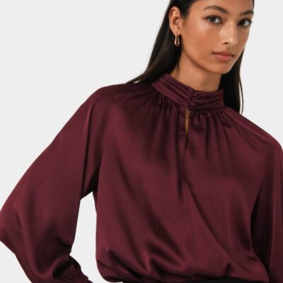 Forcast Anna Pleated Satin Blouse