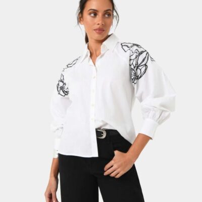 Forcast Maren Embroidered Cotton Shirt