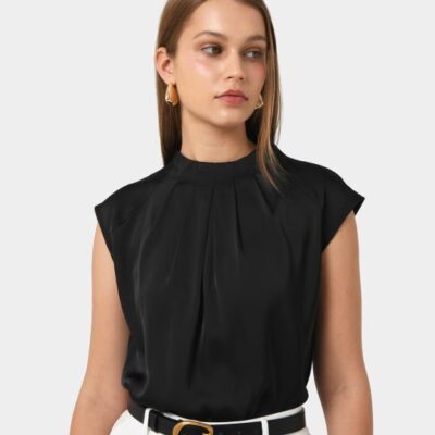 Forcast Kiar Pleated Satin Top