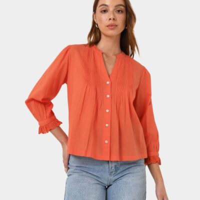 Forcast Akira Vneck Embroidery Blouse