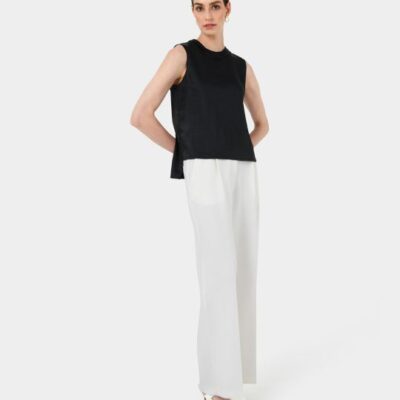 Forcast Louisa Round Neck Satin Top