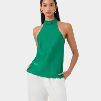 Forcast Leana Satin Bias Tie Top