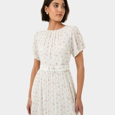 Forcast Etta Floral Pleated Dress