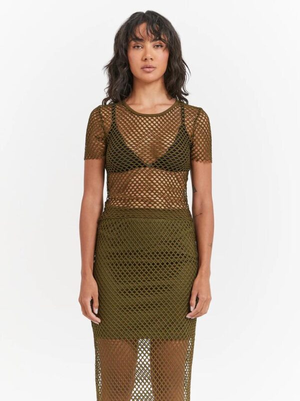 Beyond Her Ruby Mesh Top